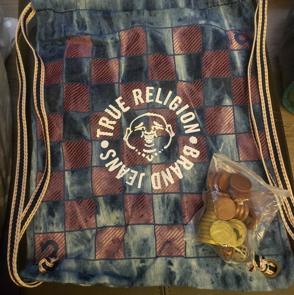 True Religion Denim Bag with Checkers & Backgammon